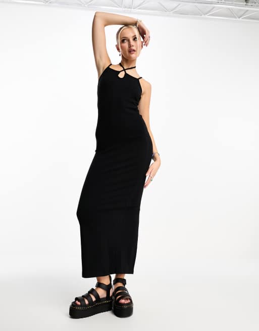 Noisy May cross back maxi dress in black