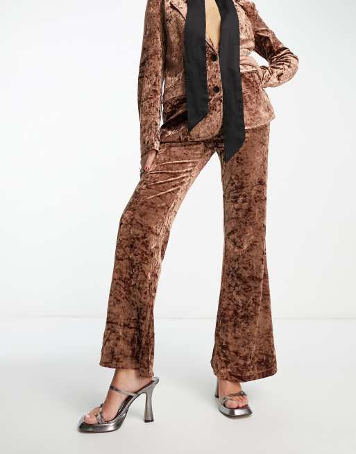 COLLUSION velvet pant / skirt in brown