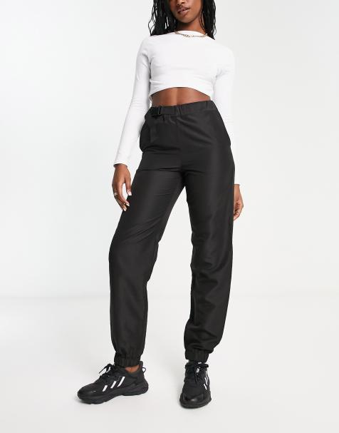 Noisy May cuffed nylon pants in black - view 1