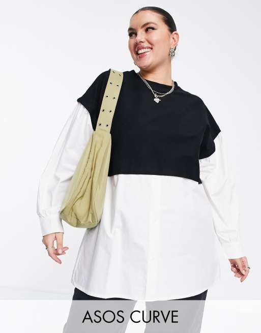 2 in 1 discount shirt jumper plus size