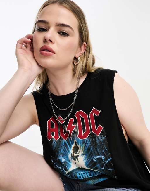 Noisy May Curve ACDC longline band vest in black, 3 of 4