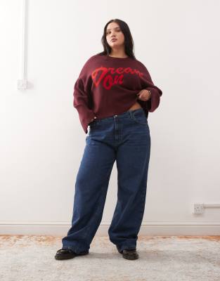 Noisy May Curve - Alexa - Gerade Jeans in Dunkelblau mit mittelhohem Bund