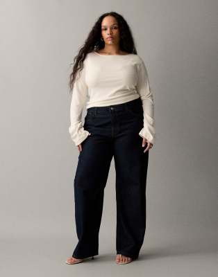 Noisy May Curve - Alexa - Jeans in Rinse-Waschung mit mittelhohem Bund und weitem Bein-Blau