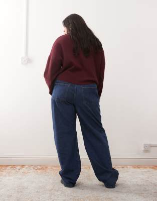 Noisy May Curve Alexa Mid Rise Straight Leg Jeans In Blue