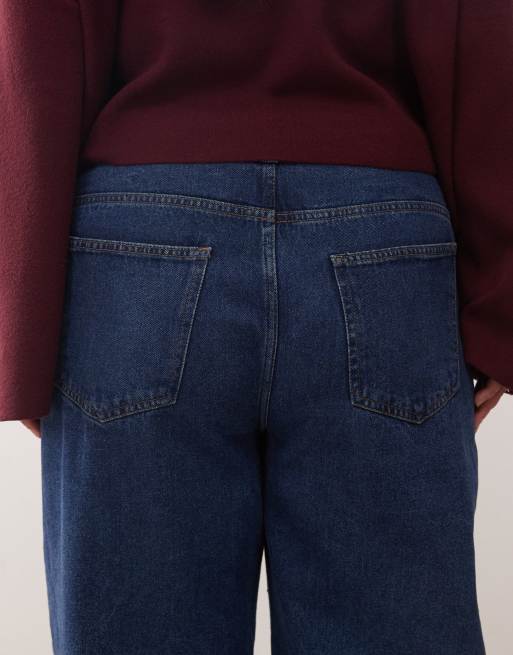 Noisy May Curve Alexa mid rise straight leg jeans in dark blue denim, 4 of 5