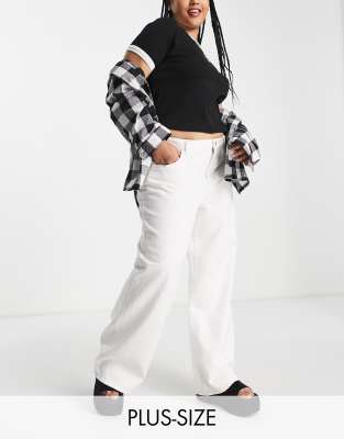 Noisy May Curve Amanda Wide Leg Jeans In White