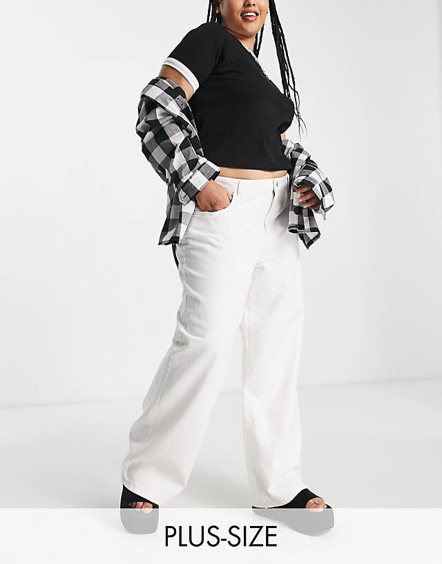 Noisy May Curve - amanda wide leg jeans in white