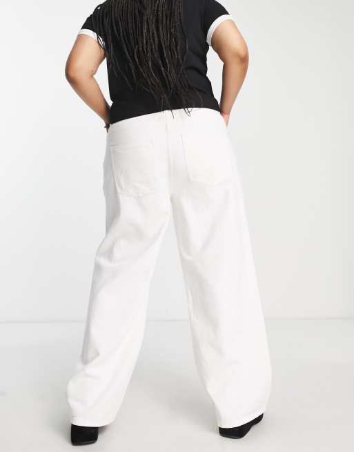 Noisy May Curve Amanda wide leg jeans in white