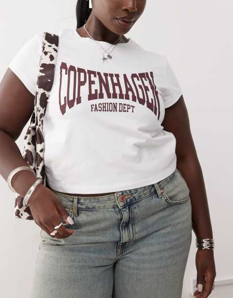 Noisy May Curve baby tee with Copenhagen graphic in white - view 1