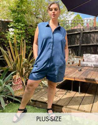 Noisy May Curve - Blå playsuit i denim - Kun hos FhyzicsShops