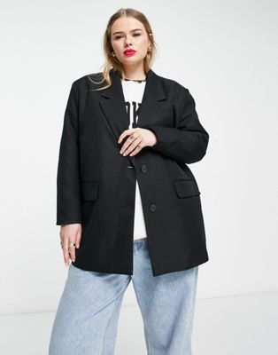 Noisy May Curve tailored blazer in black - ASOS Price Checker