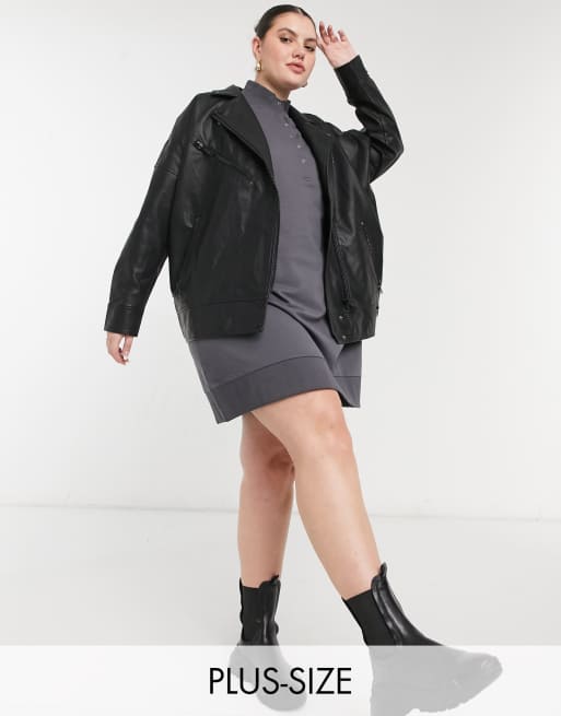 Noisy May Curve - Blouson oversize imitation cuir - Noir
