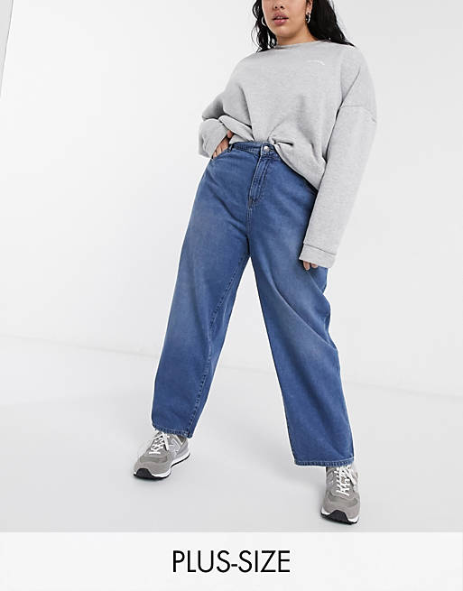 Noisy May Curve Brooke baggy dad jeans in medium wash |