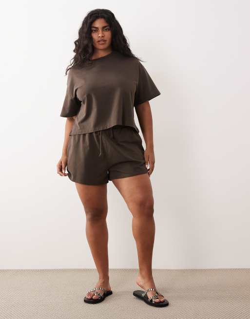 Noisy May Curve - Brune forvaskede jerseyshorts - Del af sæt, 2 af 5