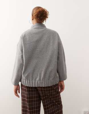 Noisy May Curve Brushed Bomber In Gray