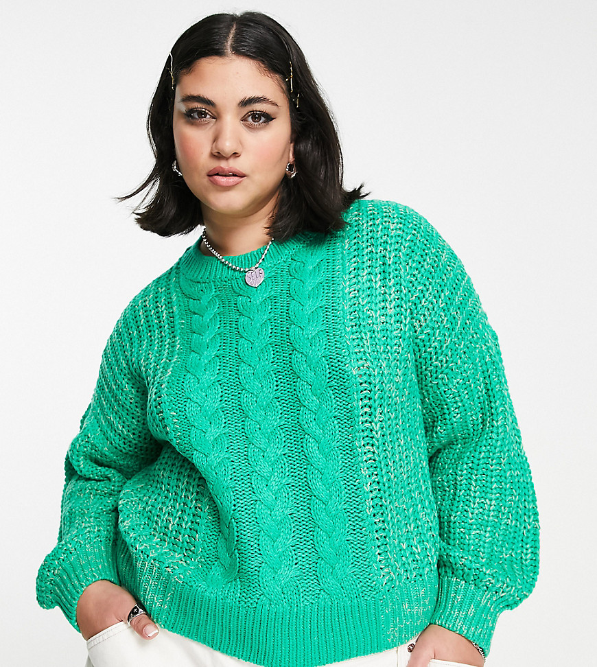 cable knit sweater in bright green
