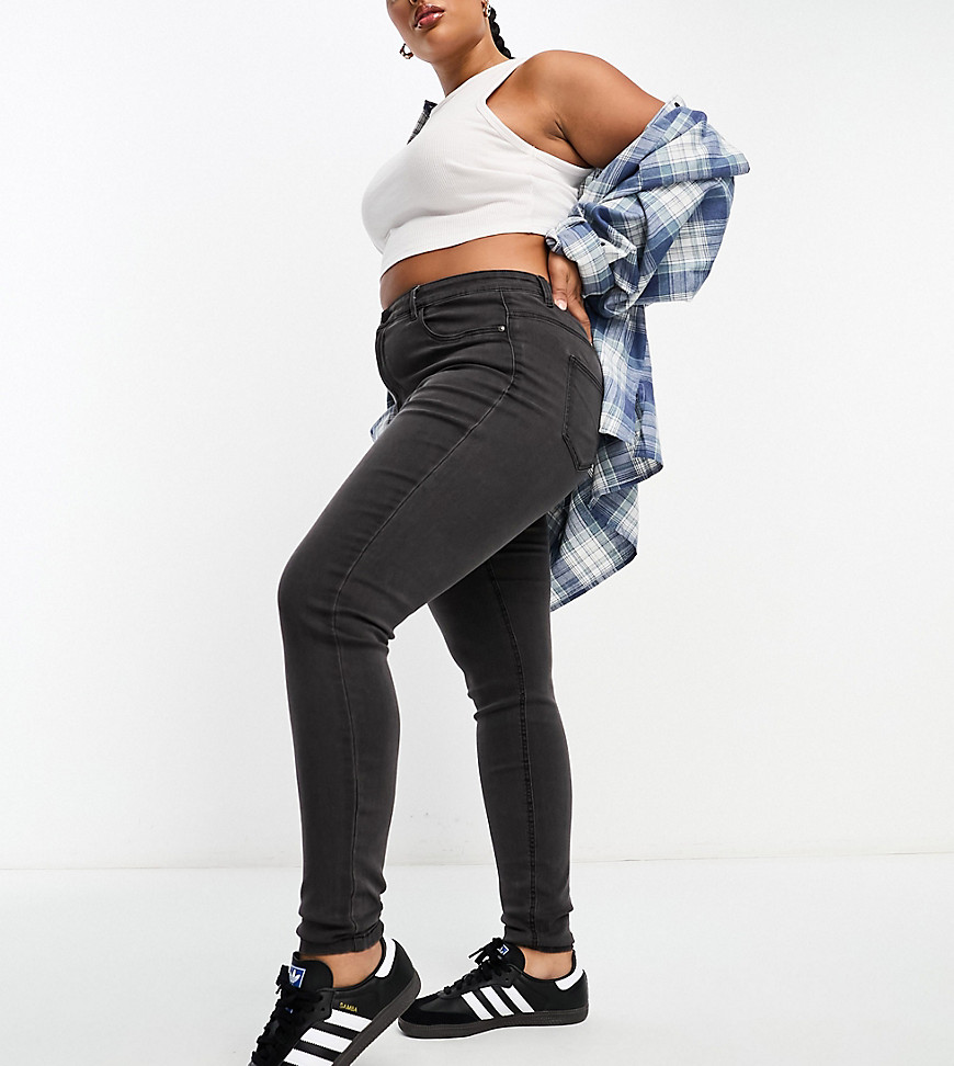 Noisy May Curve Callie high waisted skinny jeans in grey