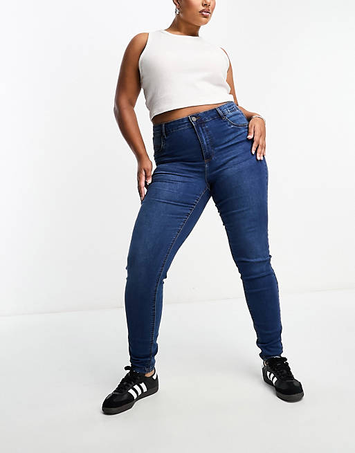 Jeans Noisy May Curve Callie high waisted skinny jeans in mid blue wash 