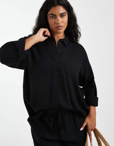 Noisy May Curve - Camisa negra de mezcla de lino - view 1