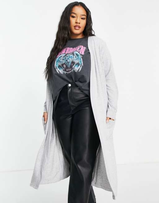Noisy May Curve - Cardigan lungo leggero grigio, 2 di 4