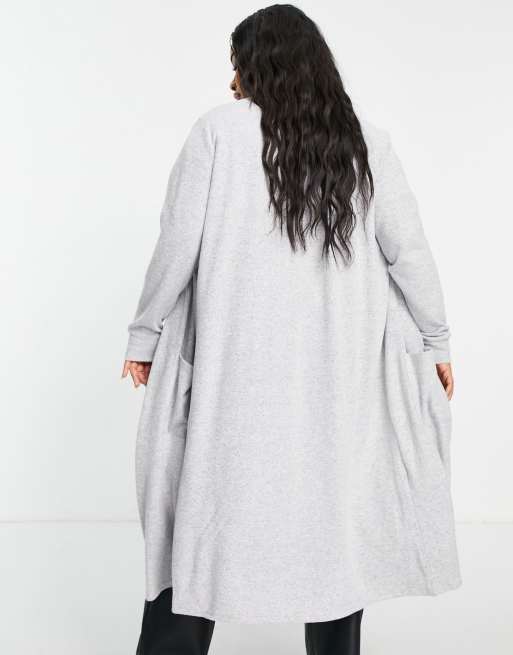 Noisy May Curve - Cardigan lungo leggero grigio, 4 di 4