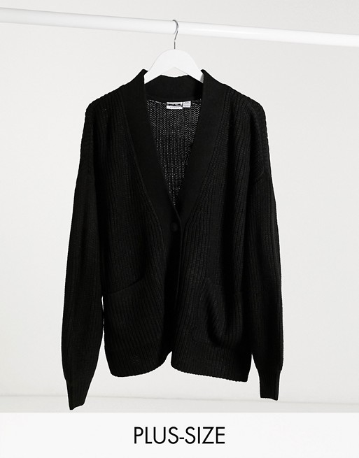 Noisy May Curve cardigan with pocket detail in black
