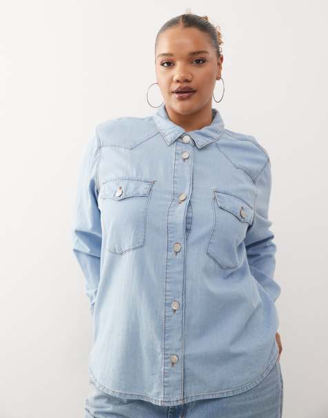 Noisy May Curve - Chemise en jean - Bleu clair délavé - view 1