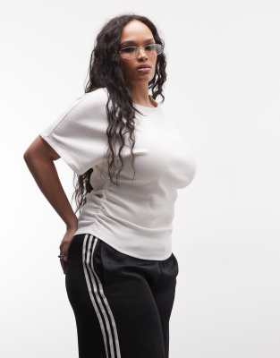 Noisy May Curve cinched waist t-shirt in white