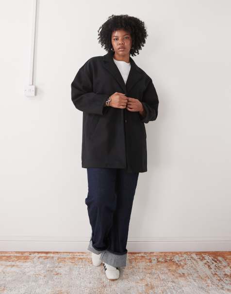 Noisy May Curve oversized collar jacket in black