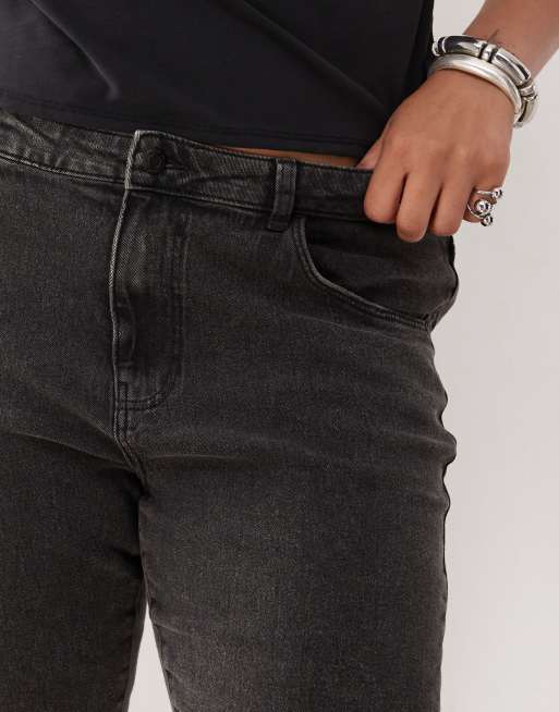 Noisy May Curve denim capri pants in washed black, 5 of 5