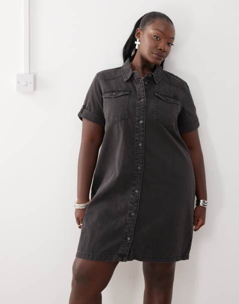 Noisy May Curve - Denim jurk in zwart - view 1