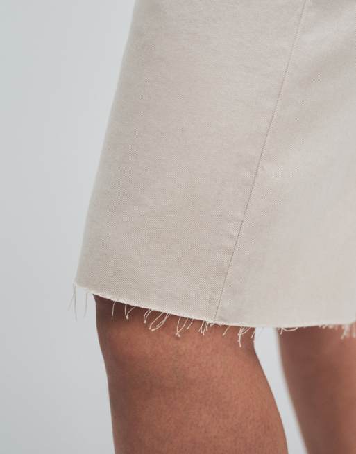 Noisy May Curve - Ecrufarvede højtaljede bermudashorts i denim, 5 af 7