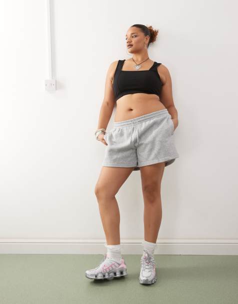 Noisy May Curve elasticated waist shorts in light grey - view 1