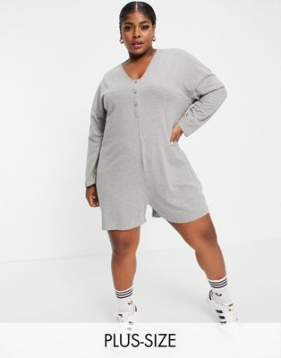 Noisy May Curve exclusive oversized playsuit in grey