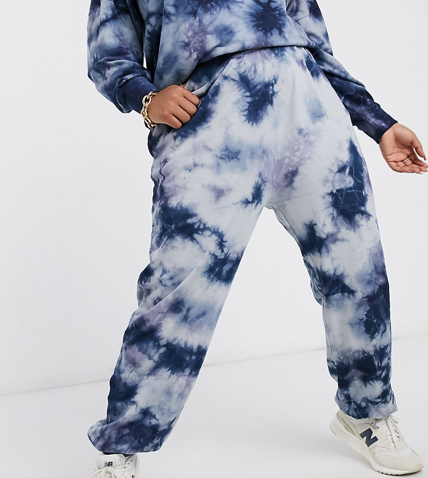 Noisy May Curve exclusive sweatpants co-ord in blue tie dye-Multi