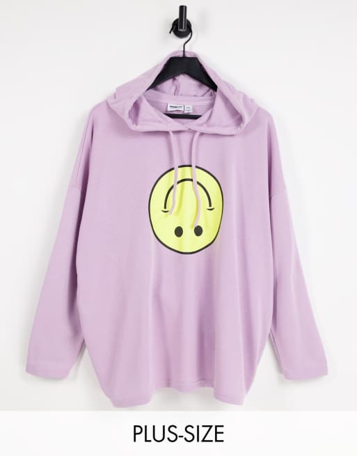 Noisy May Curve - Exclusivité - Sweat à capuche à motif smiley - Lilas