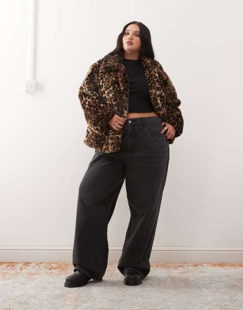 Noisy May Curve faux fur jacket in leopard print