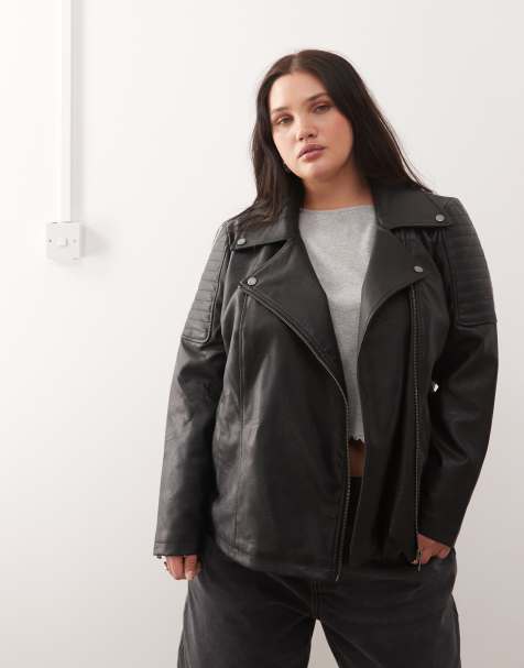 Noisy May Curve faux leather jacket in black - view 1