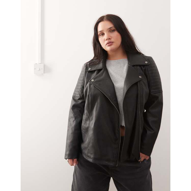 MOUSSY【FAUX LEATHER BIG JACKET】 EDIKTED Mori Oversized Faux Leather Jacket - BEIGE | Tillys