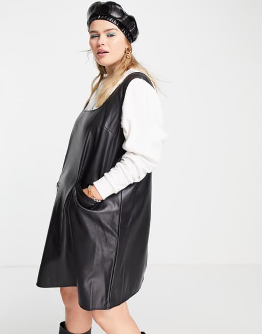 Faux leather pinafore on sale dress