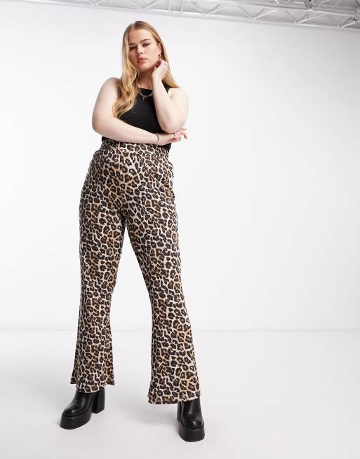 ASOS DESIGN Petite flare pants in leopard print