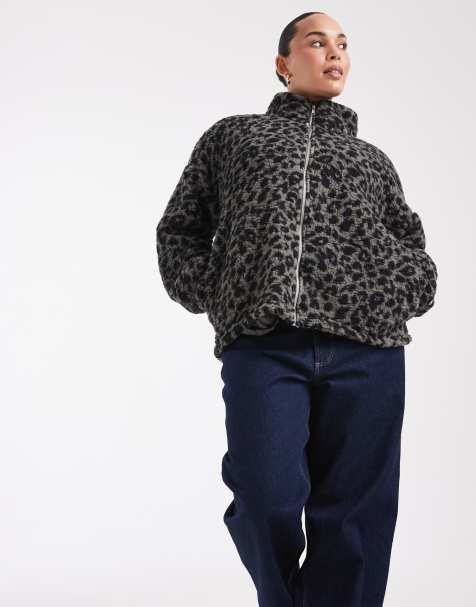 Noisy May Curve - forro polar con cremallera en gris leopardo - view 1
