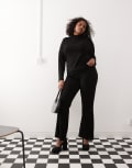 [Noisy May Curve] Noisy May Curve glitter flare pants in black (part of a set) 50 Black