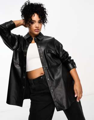 Noisy May Curve – Hemdbluse aus Kunstleder in Schwarz - view 1