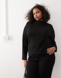 [Noisy May Curve] Noisy May Curve high neck glitter top in black (part of a set) 46 Black