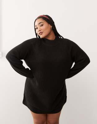 Noisy May Curve Noisy May Curve high neck knitted jumper dress in black