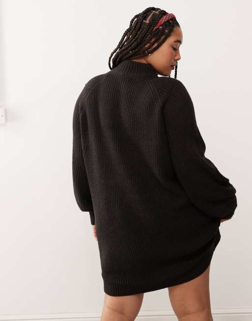 Noisy May Curve high neck knitted jumper dress in black ASOS