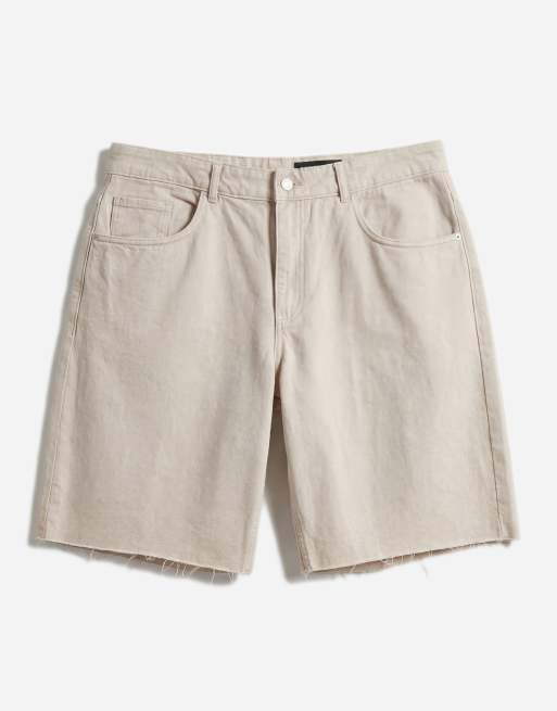Noisy May Curve high waist bermuda denim short in ecru, 6 of 7