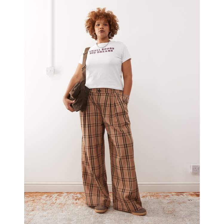 Noisy May Curve high waist wide leg pants with pleat detail in