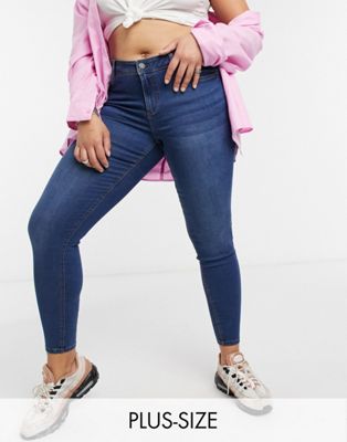 high waisted body shaping jean in mid blue-Blues